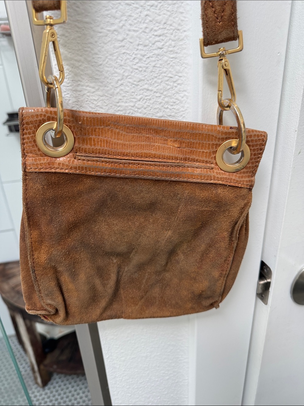 Hammitt Brown Suede Crossbody Bag with Gold Hardware - Picture 4 of 9